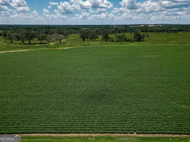 a view of a field with an outdoor space