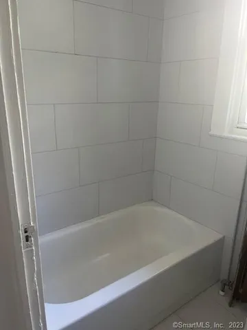 a close up view of bathtub