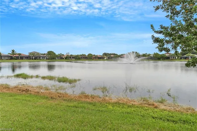 a view of a lake with a city
