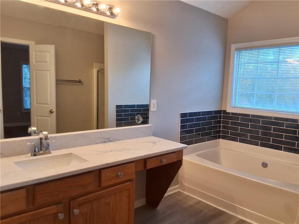 338 Alderman Trace Southwest Austell, GA 30168 - Photo 12 of 21 a bathroom with a bathtub and a sink