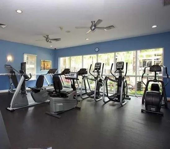 a view of a room with gym equipment