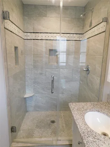 a bathroom with a shower