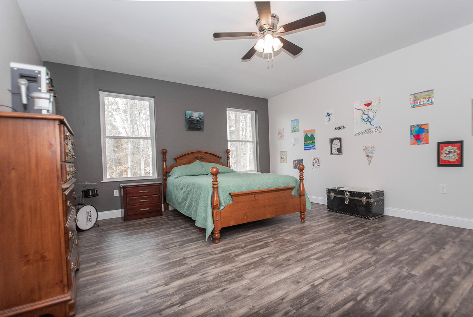 1056 Oyler Road Hardy, VA 24101 - Photo 40 of 45 a bedroom with a bed and wooden floor