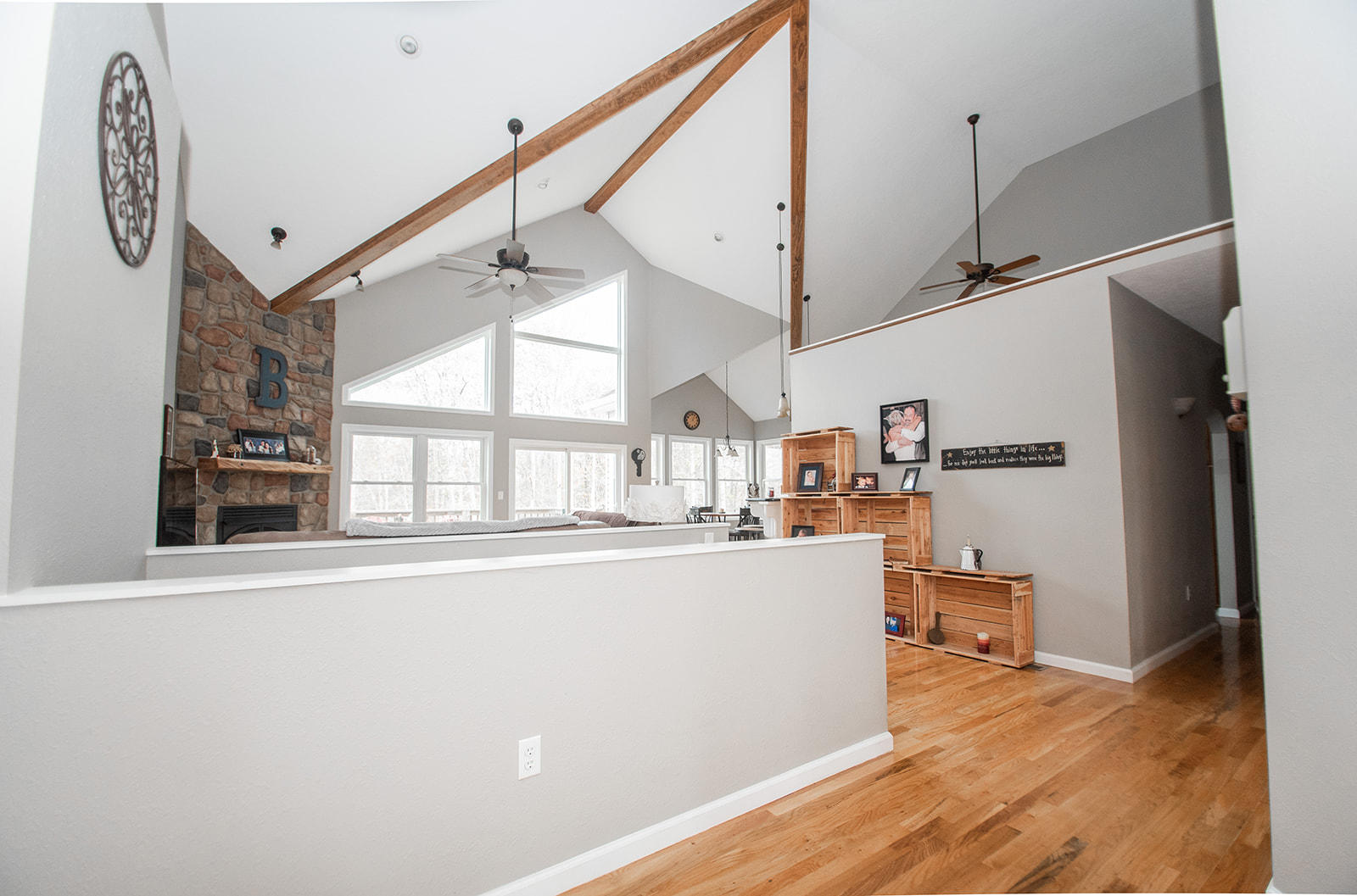 1056 Oyler Road Hardy, VA 24101 - Photo 6 of 45 a kitchen with stainless steel appliances granite countertop a refrigerator a sink dishwasher a stove and white countertops with wooden floor