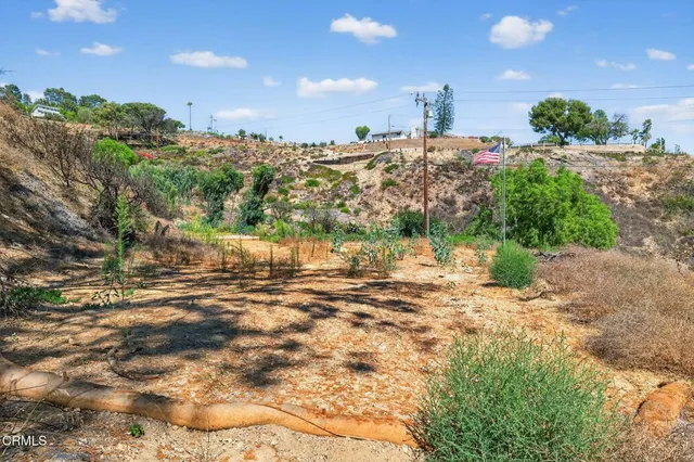 a view of a road with a yard