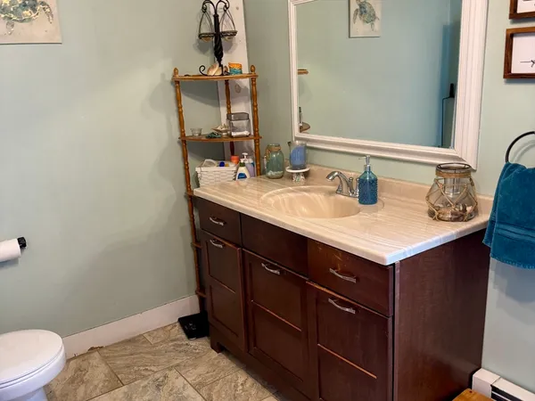 a bathroom with a sink and a toilet