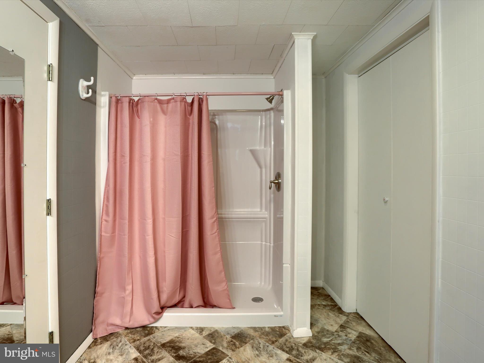 5333 Spruce Road Fayetteville, PA 17222 - Photo 22 of 40 a view of a bathroom with a shower curtain and window