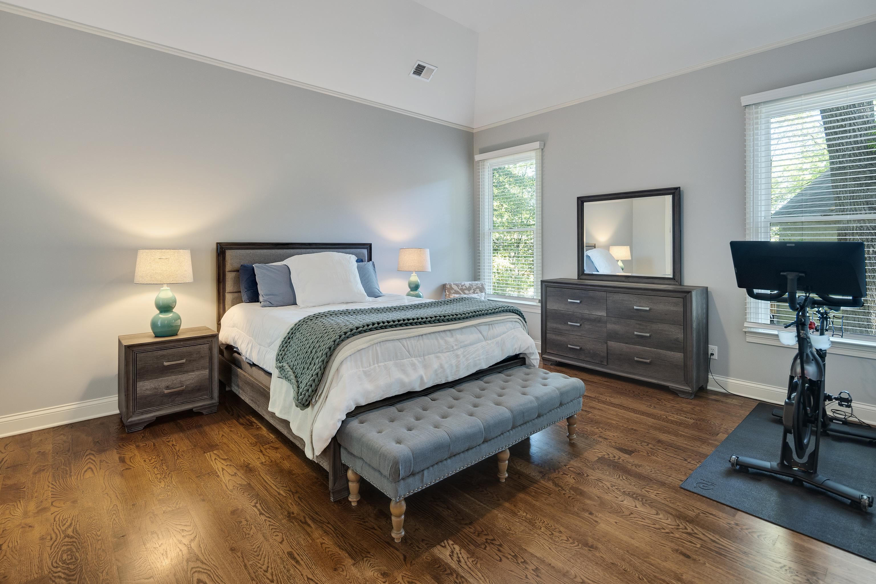 237 Windover Road Memphis, TN 38111 - Photo 20 of 37 Bedroom featuring ornamental molding, dark wood finished floors, and lofted ceiling