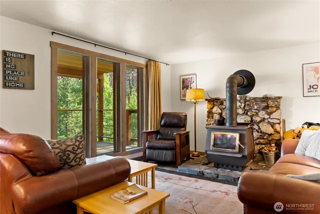 a living room with furniture and a couch