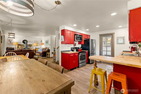 a kitchen with lots of counter top space