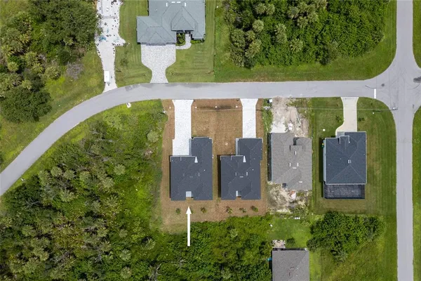 an aerial view of a house