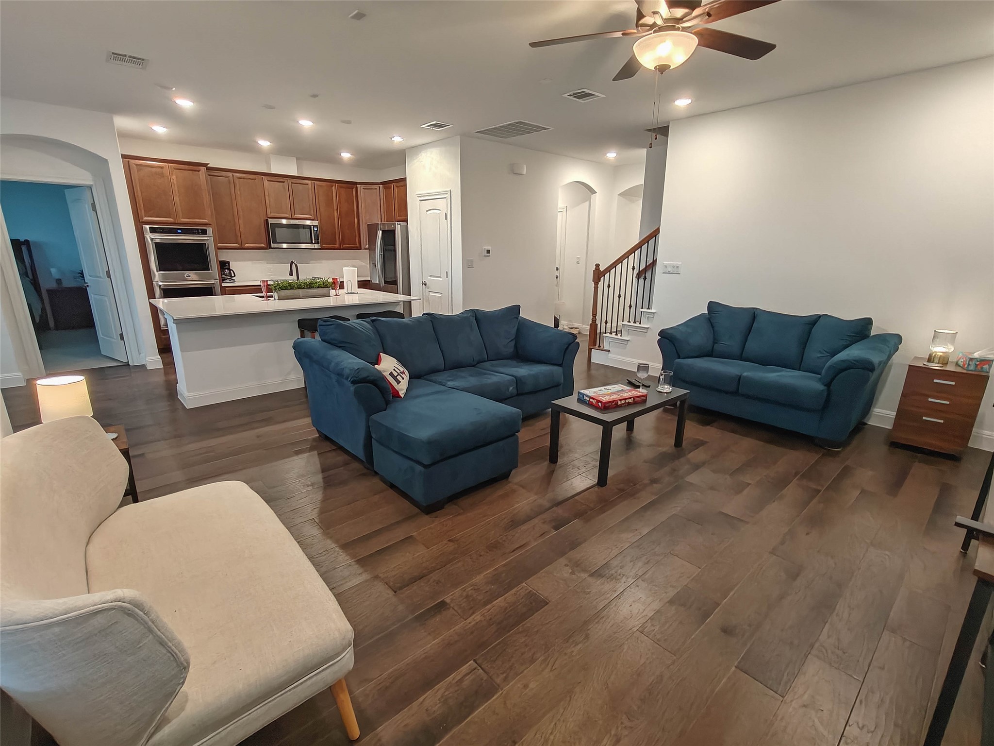 200 Fiddleneck Road Marble Falls, TX 78654 - Photo 2 of 37 a living room with furniture and kitchen view