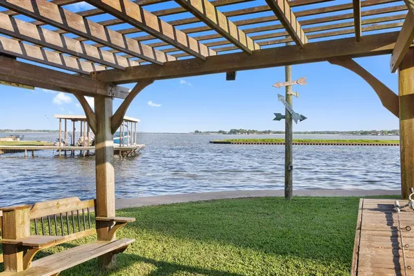 a view of a porch with a backyard