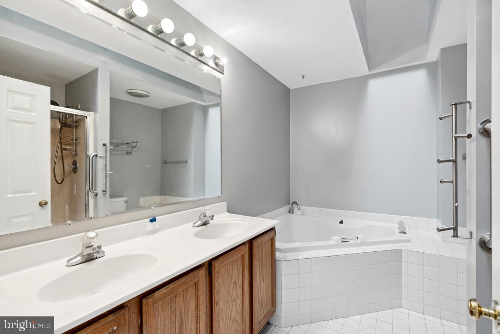 5235 Lightfoot Path Columbia, MD 21044 - Photo 13 of 32 a bathroom with a tub double sink and mirror