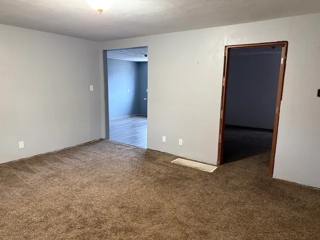 an empty room with closet