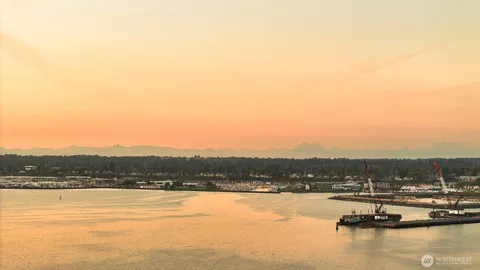 a view of a lake with houses