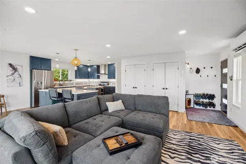 a living room with furniture and a couch