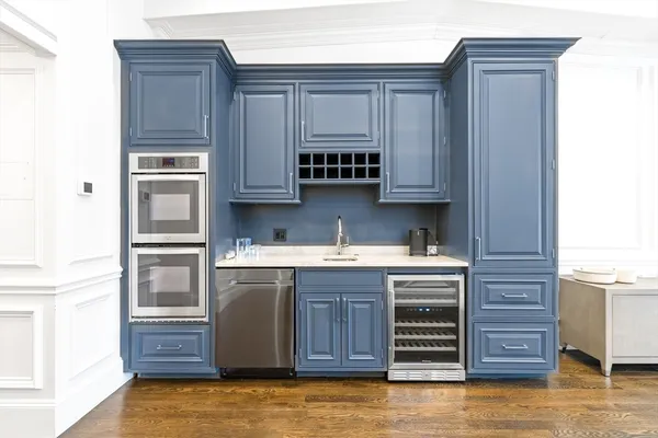 a balcony view with wooden floor