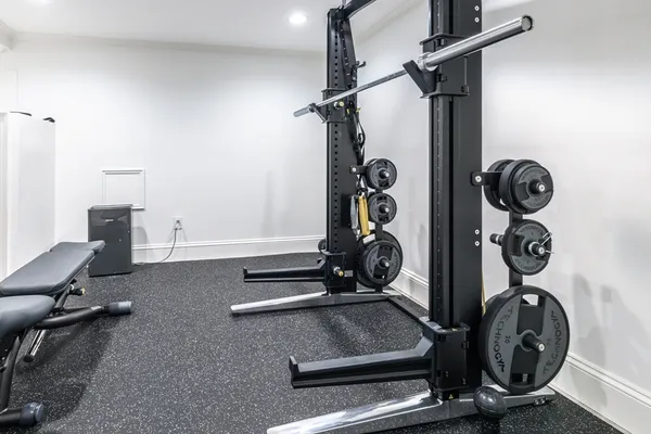 a view of a room with gym equipment