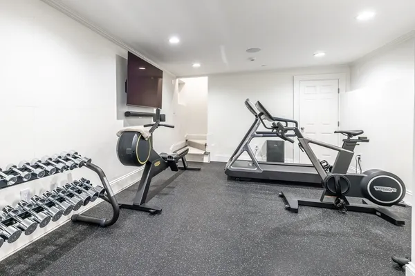 a front view of a multi story building