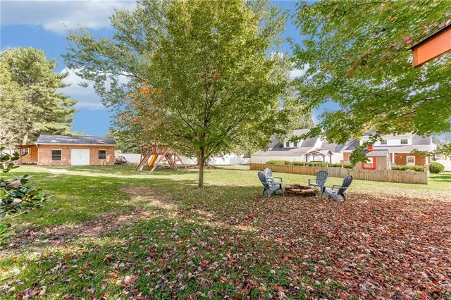 a view of a bench in a garden