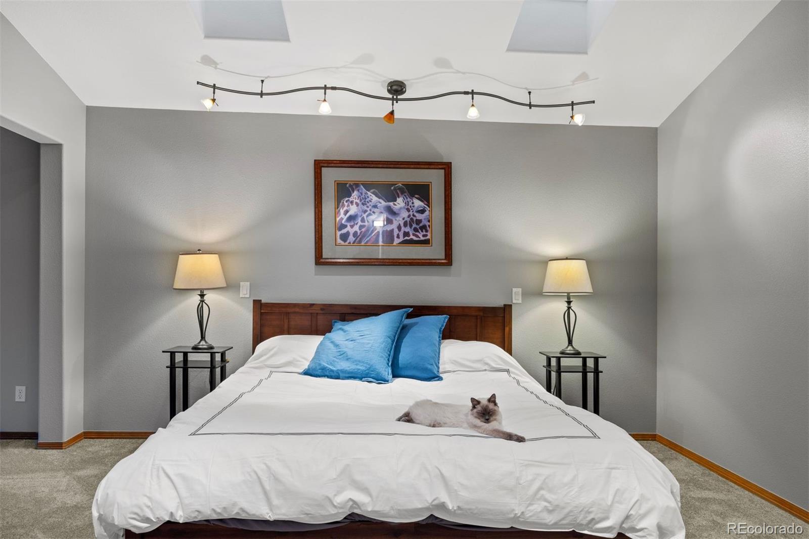 3154 South Piney Ridge Road Evergreen, CO 80439 - Photo 24 of 49 a bedroom with a bed and a lamp