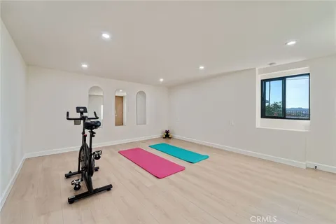 a room with gym equipment