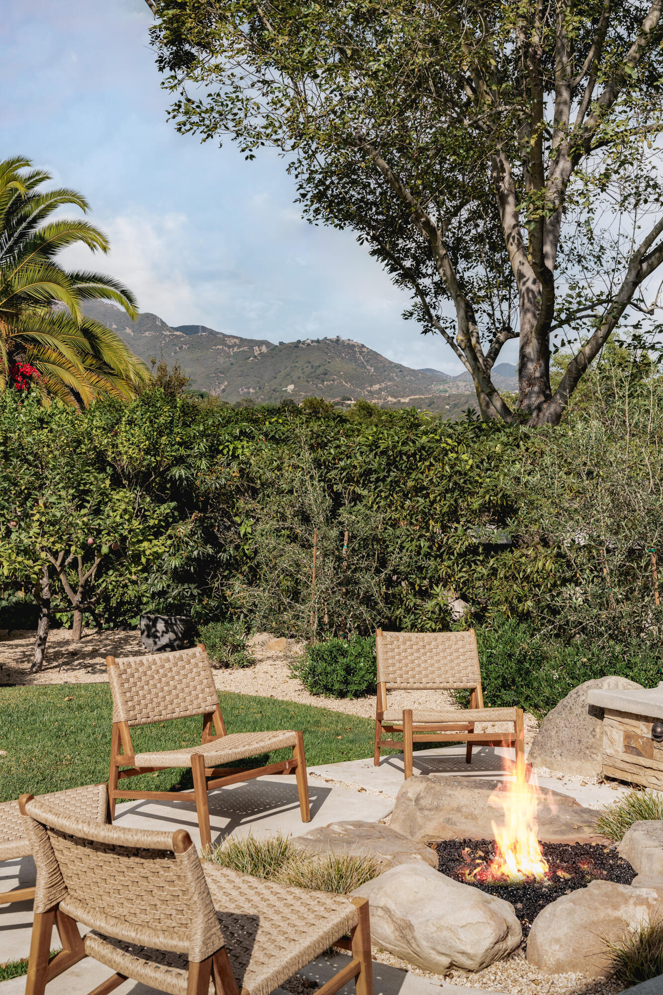 1076 Cheltenham Road Santa Barbara, CA 93105 - Photo 32 of 35 Fireplace Exterior with Mountain View