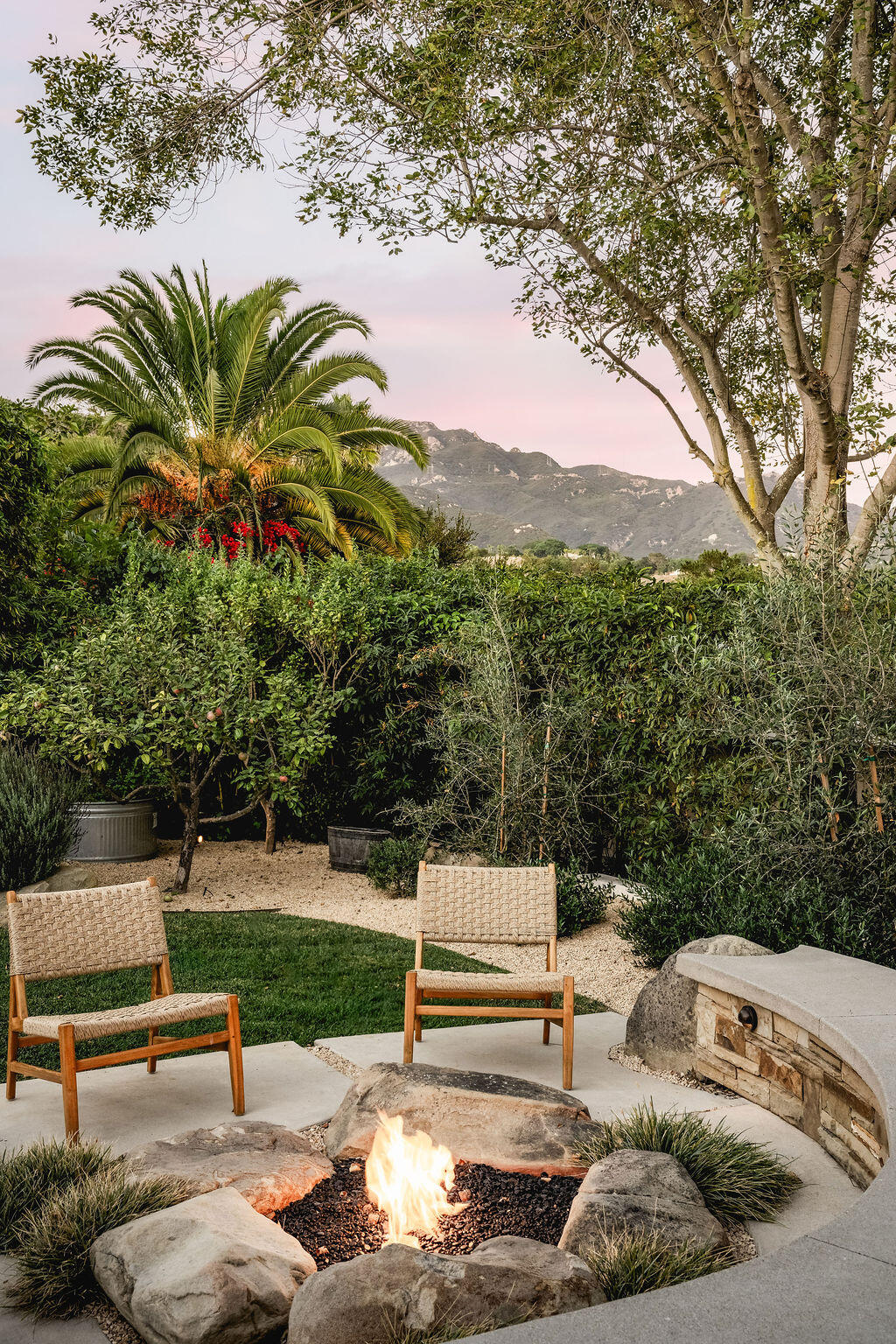 1076 Cheltenham Road Santa Barbara, CA 93105 - Photo 33 of 35 Firepit & Mountain View Twilight 2