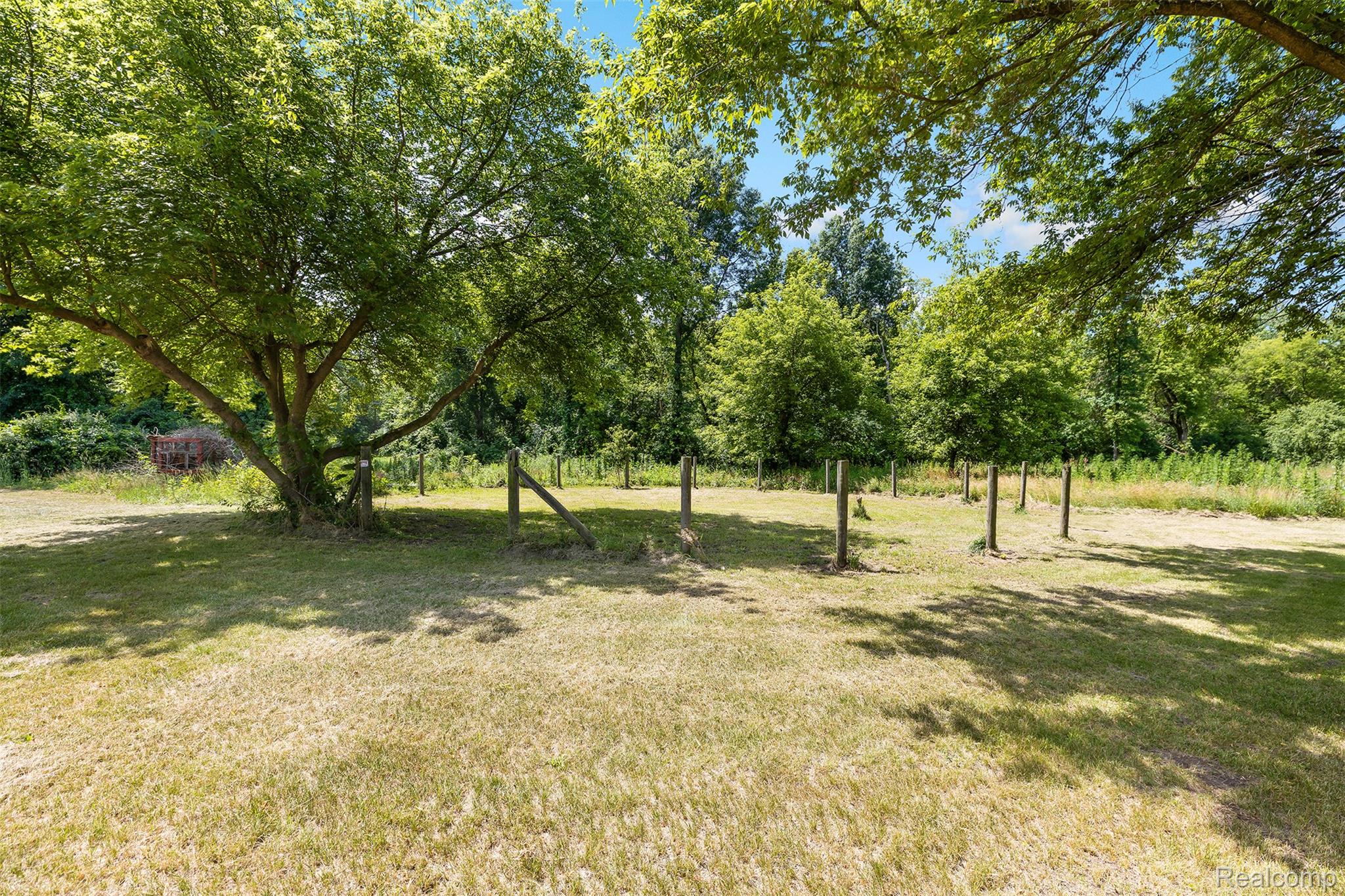 27901 Brandes Road Flat Rock, MI 48134 - Photo 33 of 38 Expansive outdoor area featuring mature trees, a grassy expanse, and partial fencing