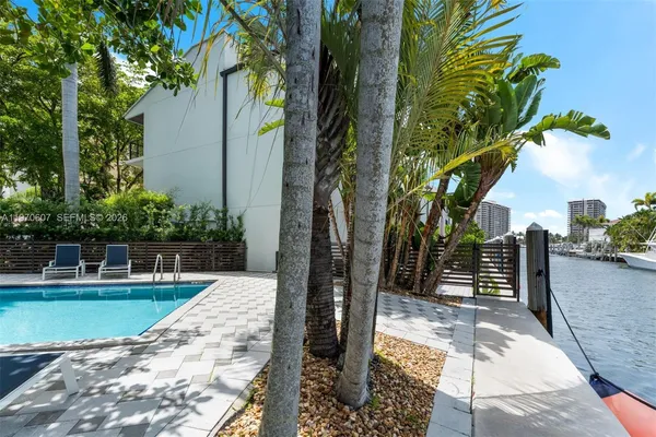 a view of a swimming pool with a patio