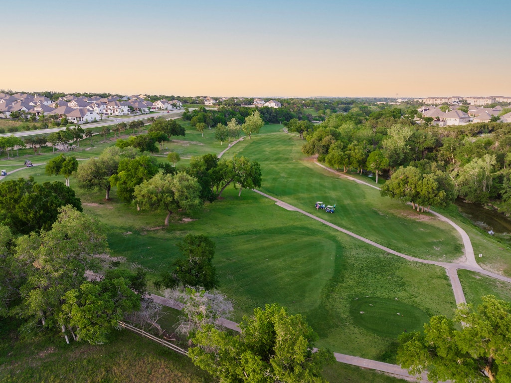 4229 Mercer Road Georgetown, TX 78628 - Photo 37 of 38 Drone / aerial view with a residential view and view of golf course