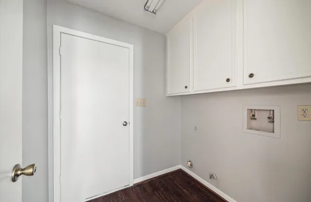 a view of small space with wooden floor