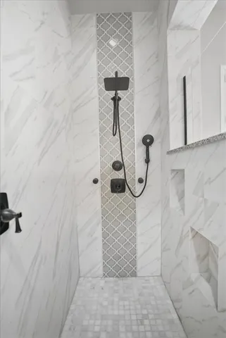 a bathroom with shower