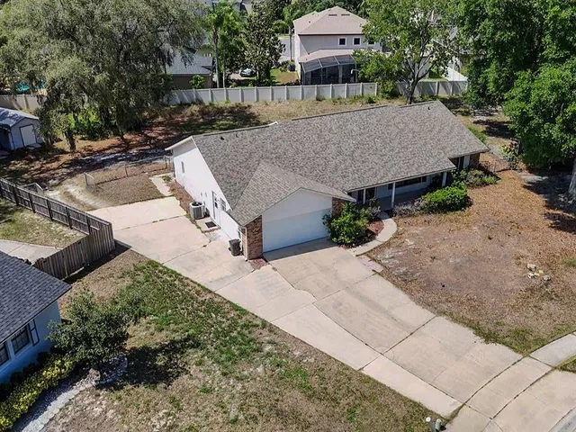an outdoor space with lots of trees