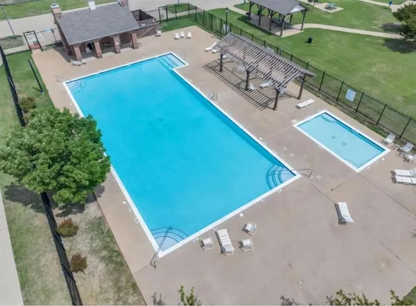 an aerial view of a house