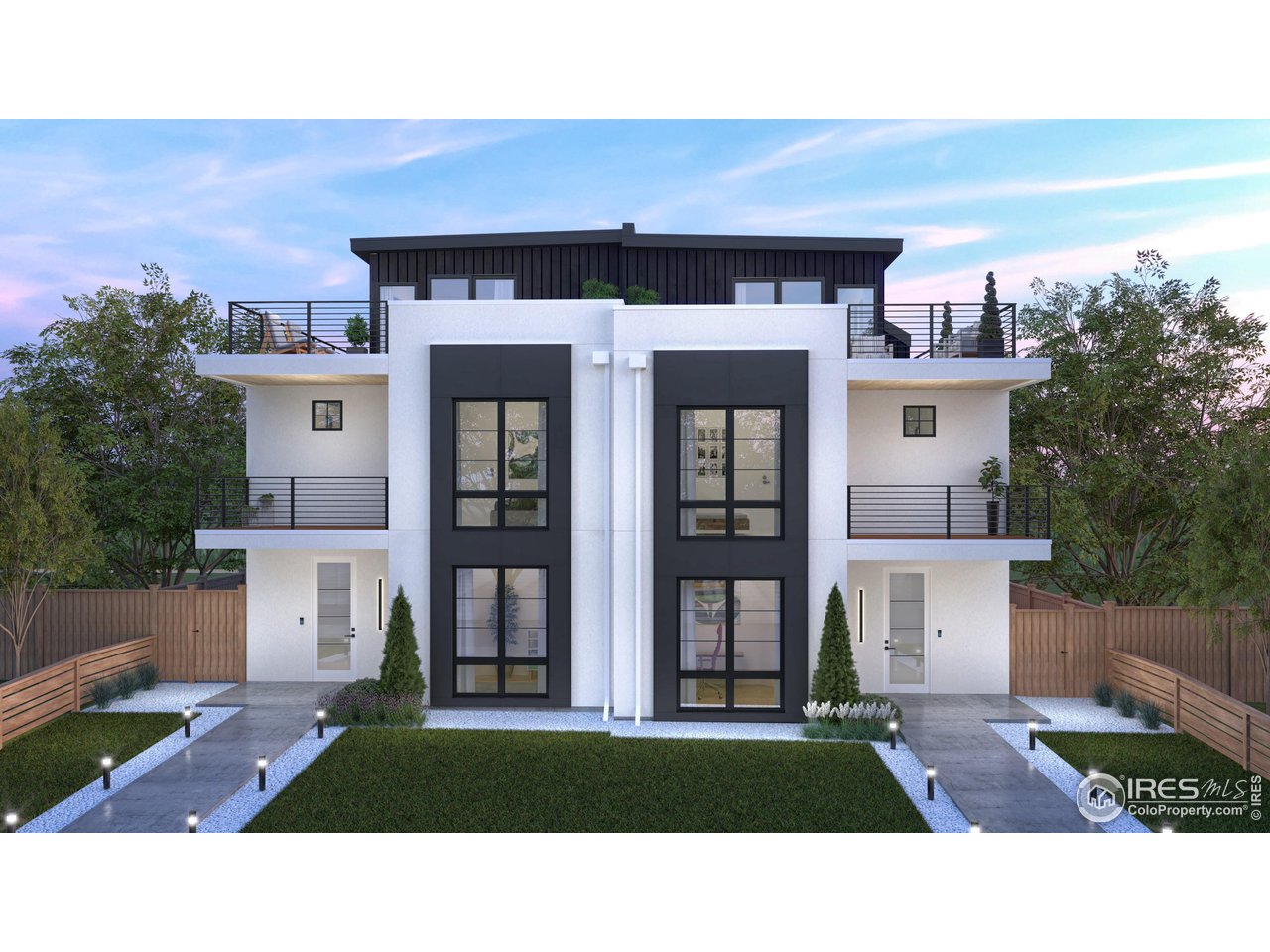 a black and white building with a outdoor space