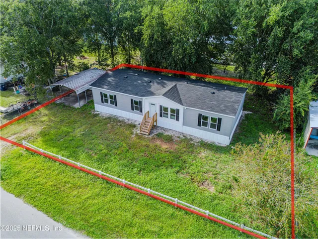 an aerial view of a house