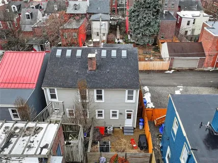 an aerial view of a house