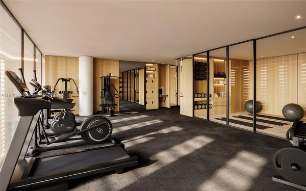 a view of a room with gym equipment