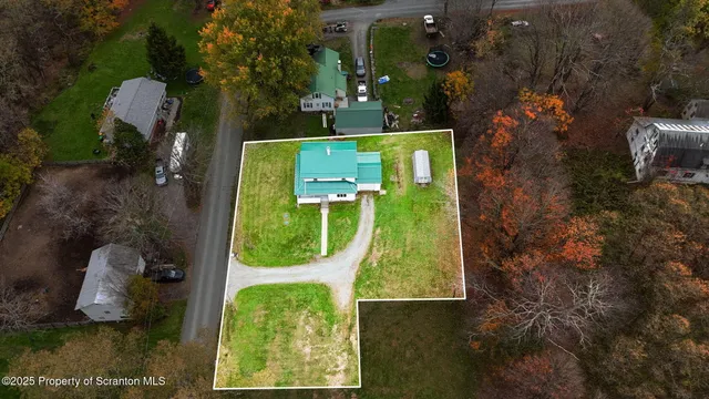 an aerial view of a house