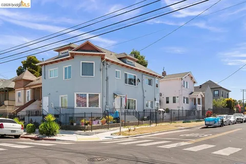 a view of a building with a street