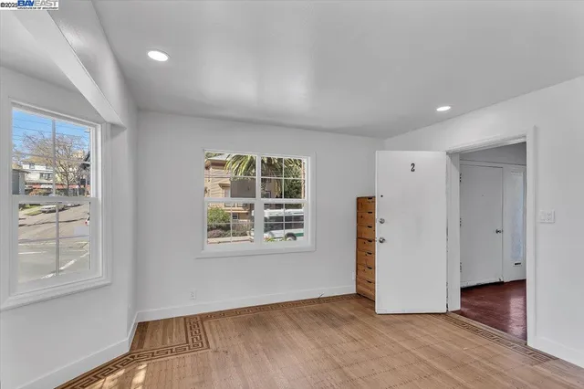 an empty room with windows