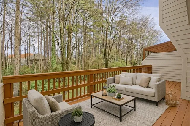 a balcony with couch