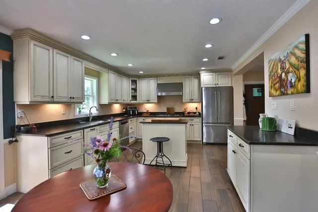 a view of a swimming pool and a yard