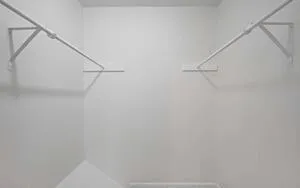 a view of small space with racks on the wall