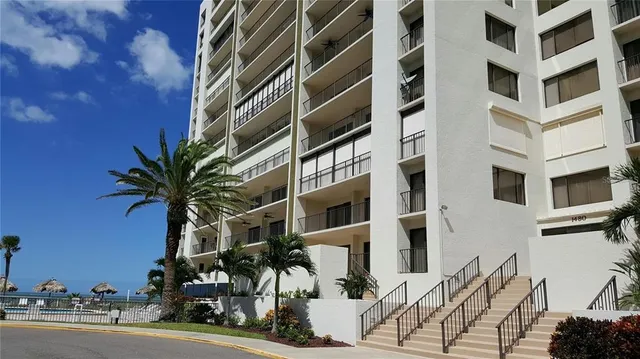 a front view of a multi story building