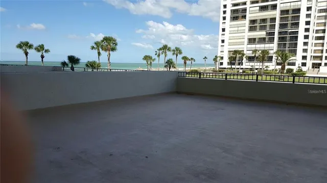 a view of a balcony and a potted plant