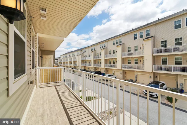 a view of a building from a balcony