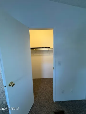 a view of a closet in a room